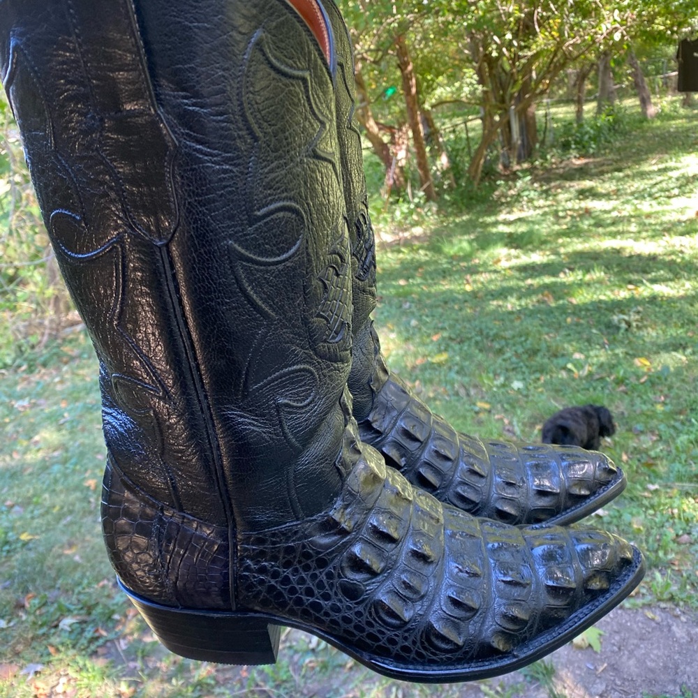 Cowtown genuine aligator hornback black cowboy boot